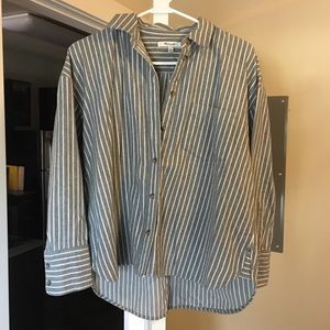 Striped gray flannel button up